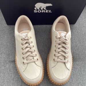 Sorel Women's Cream Sneakers with Tan Gum Sole